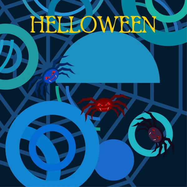 Ilustração Halloween Fundo Vetorial Com Aranhas — Vetor de Stock