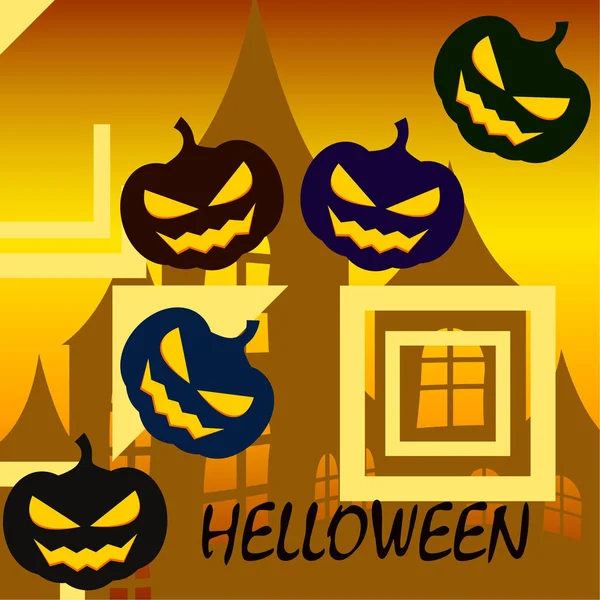 Pozadí Halloween Dům Dýně Vektorové Ilustrace — Stockový vektor