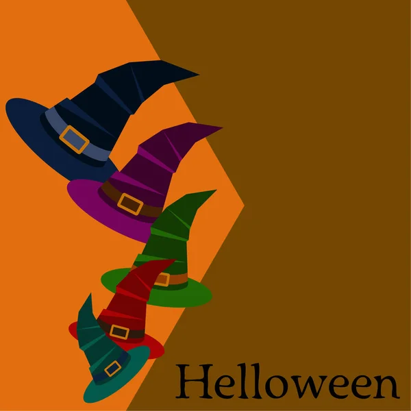 Halloween Vector Fondo Con Sombreros Bruja — Vector de stock