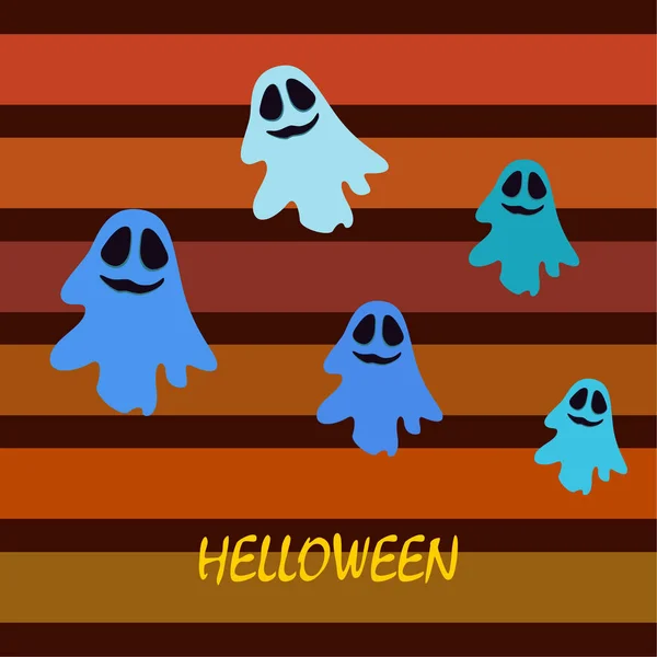 Ilustração Halloween Com Fantasmas Fundo Vetorial — Vetor de Stock