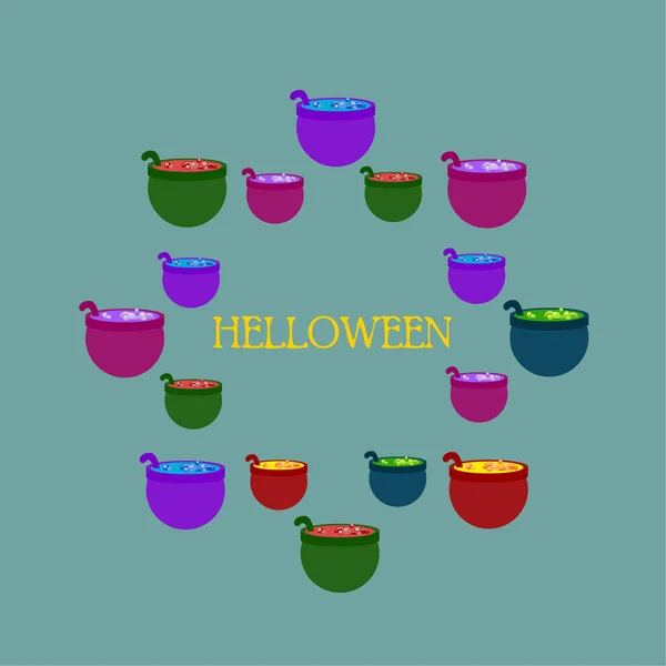 Macetas Halloween Con Poción Fondo Vectorial — Archivo Imágenes Vectoriales