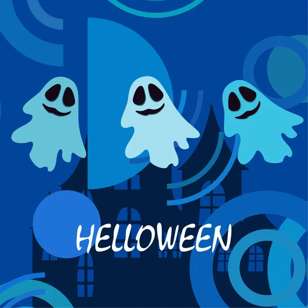 Fondo Halloween Con Fantasmas Ilustración Vectorial — Vector de stock