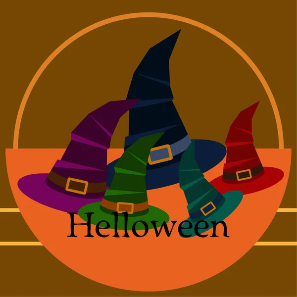 Halloween Vektorbakgrund Med Häxa Hattar — Stock vektor