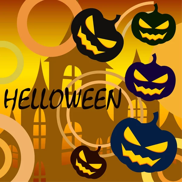 Halloween Háttér Ház Sütőtök Vektoros Illusztráció — Stock Vector