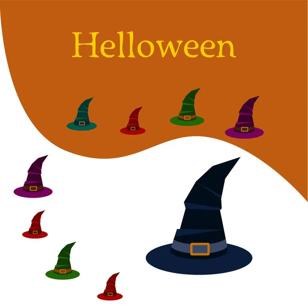 Sfondo Halloween Con Cappelli Strega Carta Halloween — Vettoriale Stock