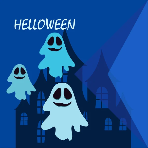 Halloween Background Ghosts Vector Illustration — Stock Vector