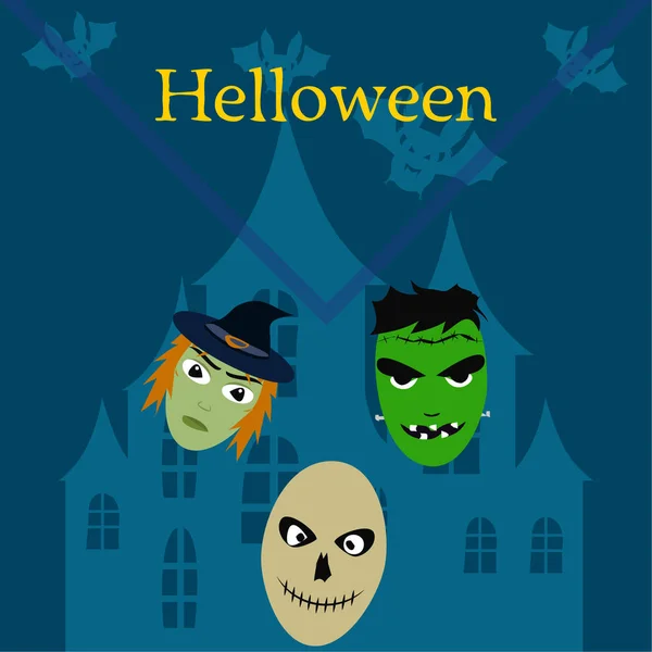 Halloween Hintergrund Mit Totenköpfen Vektorillustration — Stockvektor