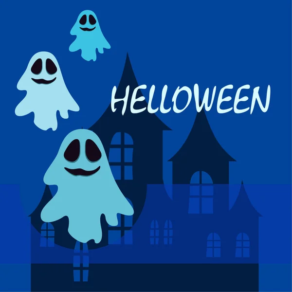 Halloween Hintergrund Mit Geistern Vektorillustration — Stockvektor