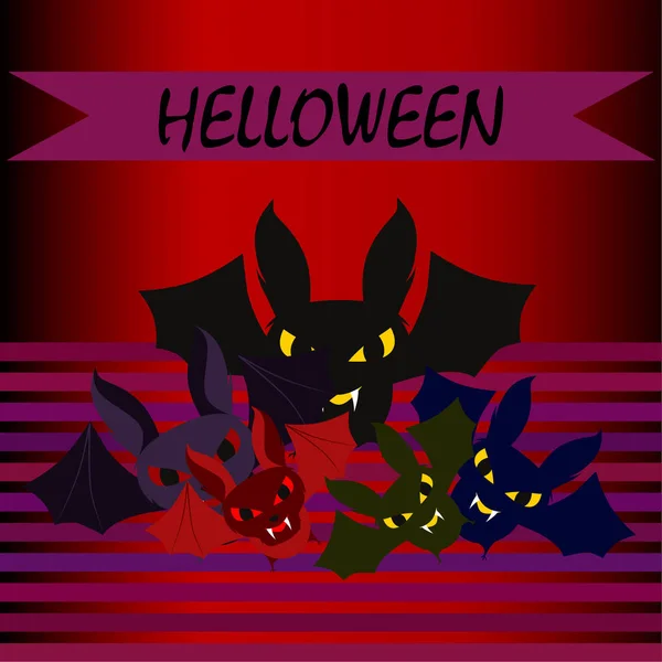 Murciélagos Halloween Cartel Halloween Vector — Vector de stock