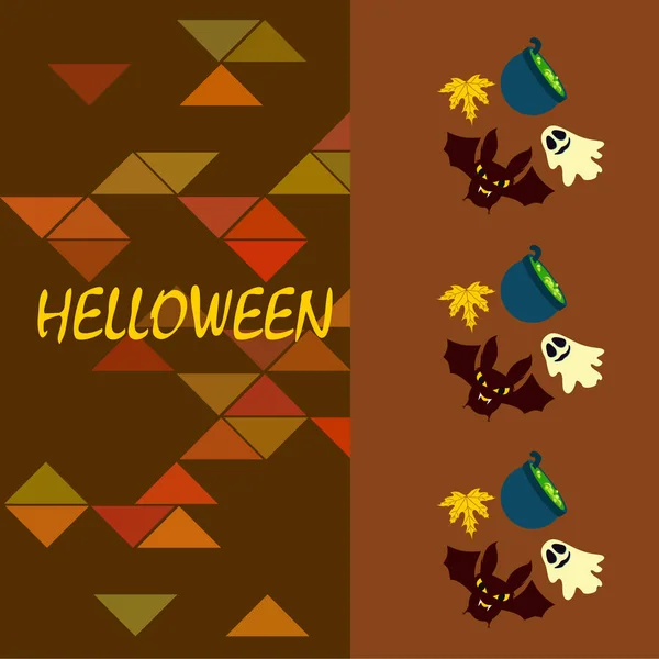 Halloween Podzimní Pozadí Listy Kotlíky Netopýry Duchy Vektorové Pozadí — Stockový vektor