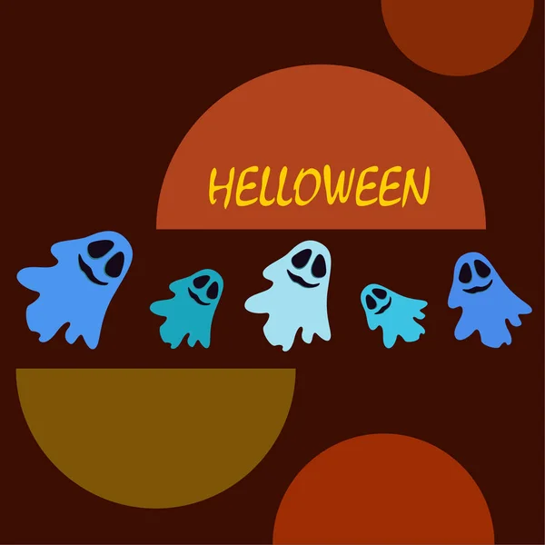 Halloween Illustration Ghosts Vector Background — Stock Vector