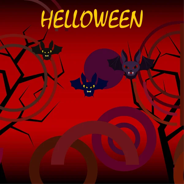 Chauves Souris Halloween Sur Fond Rouge Affiche Halloween Illustration Vectorielle — Image vectorielle