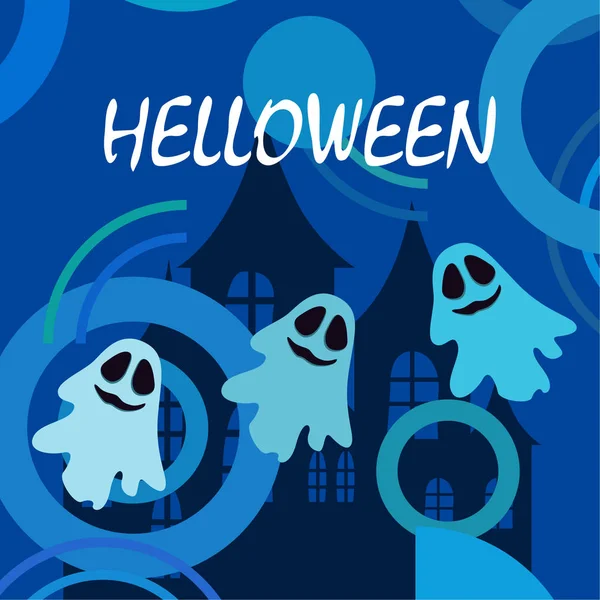 Halloween Vector Fondo Con Fantasmas Ilustración — Vector de stock