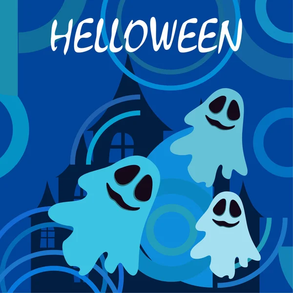 Halloween Vector Fondo Con Fantasmas Ilustración — Archivo Imágenes Vectoriales