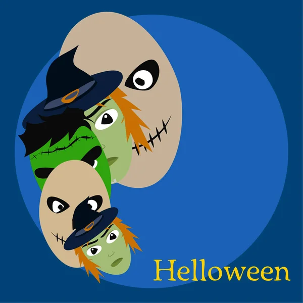 Tarjeta Halloween Con Calaveras Vector Ilustración — Archivo Imágenes Vectoriales