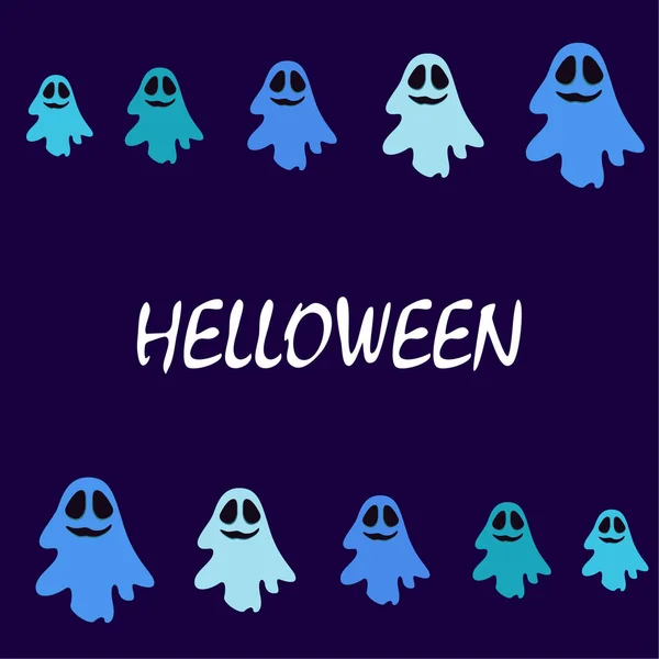 Halloween Illustration Mit Geistern Vektorhintergrund — Stockvektor