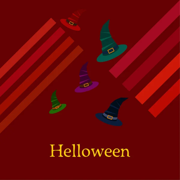 Halloween Tło Kapelusze Czarownice Czerwonym Tle — Wektor stockowy
