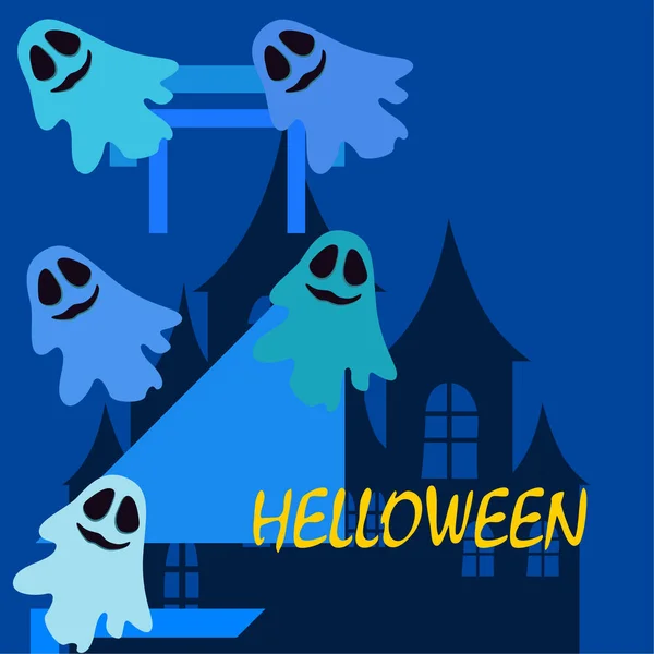 Halloween Geesten Illustratie Vector Achtergrond — Stockvector