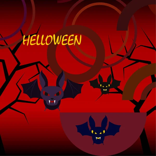 ハロウィンのポスターに 赤い背景にハロウィーン バット ベクトル イラスト — ストックベクタ