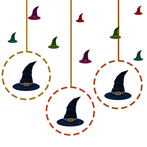 Halloween Hexen Hüte Nacht Vektor Hintergrund — Stockvektor