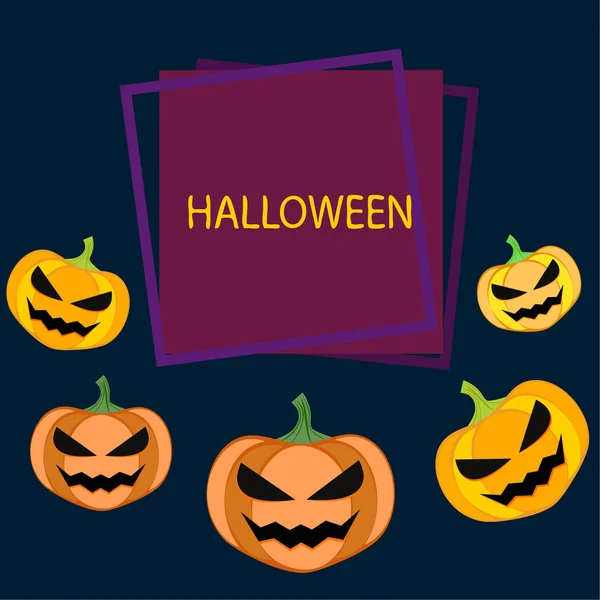 Halloween Lantaarns Pompoenen Achtergrond Vector Illustratie — Stockvector