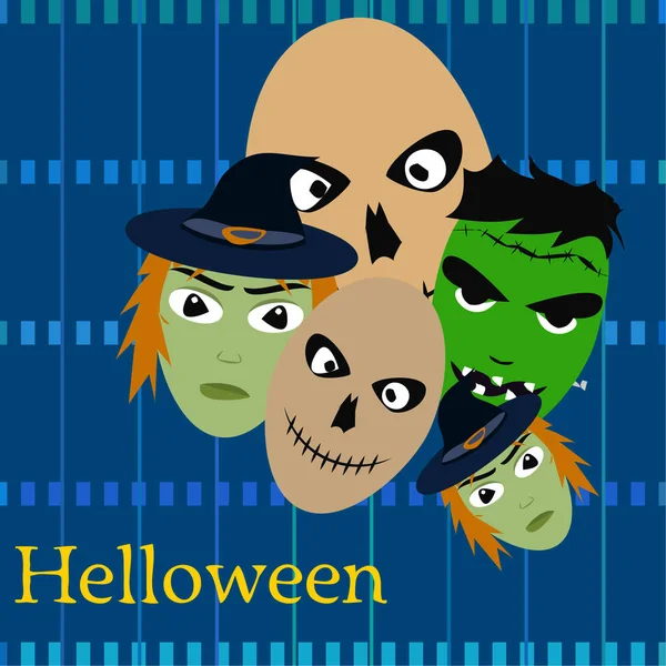 Tarjeta Halloween Con Calaveras Vector Ilustración — Vector de stock