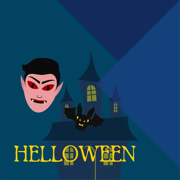 Halloween Herfst Herfstbladeren Maskers Dracula Vleermuizen Vector Illustratie — Stockvector