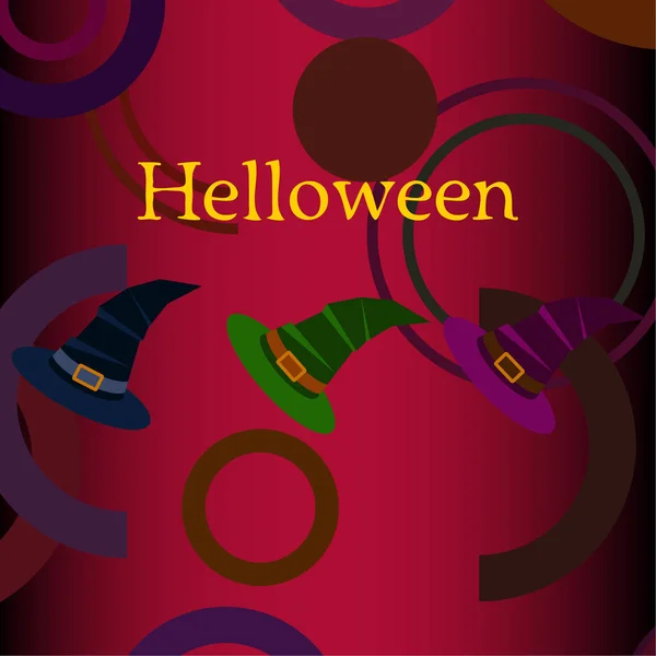 Halloween Achtergrond Met Heks Hoeden Halloween Kaart — Stockvector