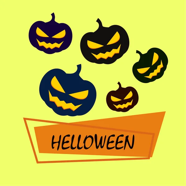 Calabazas Halloween Linternas Sobre Fondo Naranja — Vector de stock