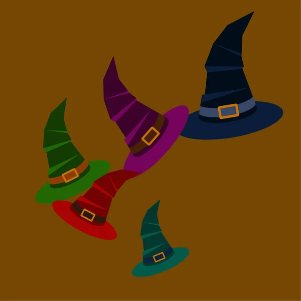 Halloween Vector Fondo Con Sombreros Bruja — Vector de stock