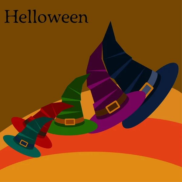 Halloween Vector Achtergrond Met Heks Hoeden — Stockvector