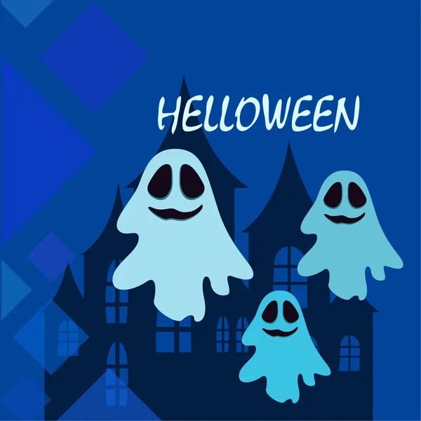 Halloween Hintergrund Mit Geistern Vektorillustration — Stockvektor