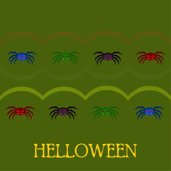 Halloween Illustratie Vector Achtergrond Met Spinnen — Stockvector