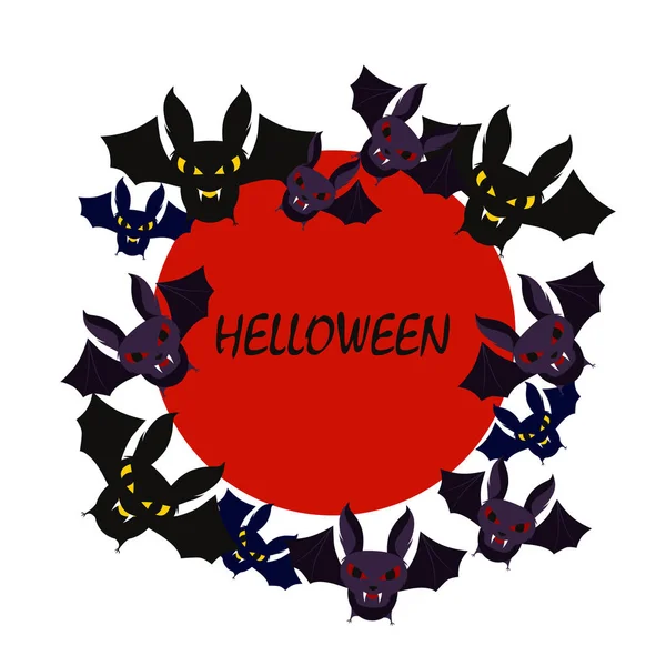 Halloween Vleermuizen Achtergrond Halloween Card Vectorillustratie — Stockvector