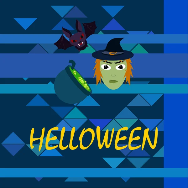 Halloween Hexe Fledermaus Topfvektorhintergrund — Stockvektor