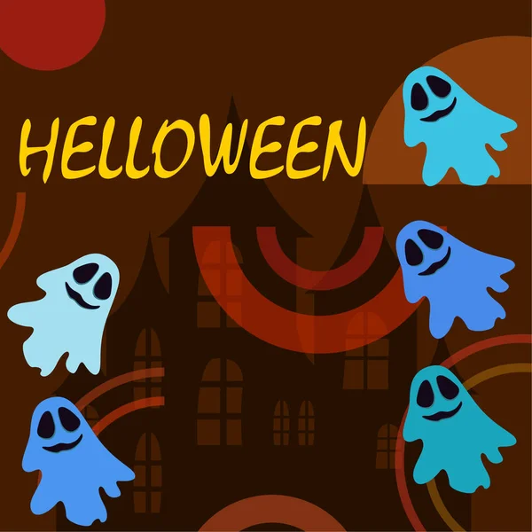 Ilustración Halloween Con Fantasmas Vector Fondo — Vector de stock