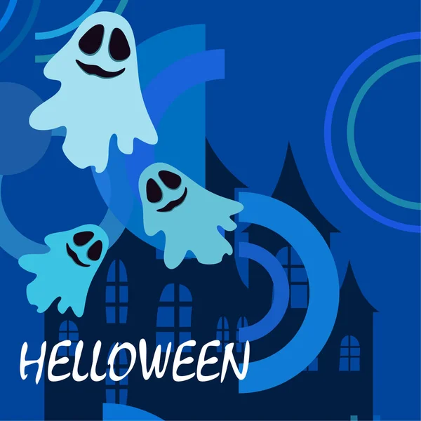 Fondo Halloween Con Fantasmas Ilustración Vectorial — Vector de stock