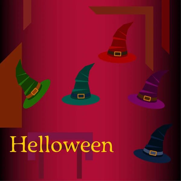 Halloween Sombreros Brujas Vector Fondo — Archivo Imágenes Vectoriales