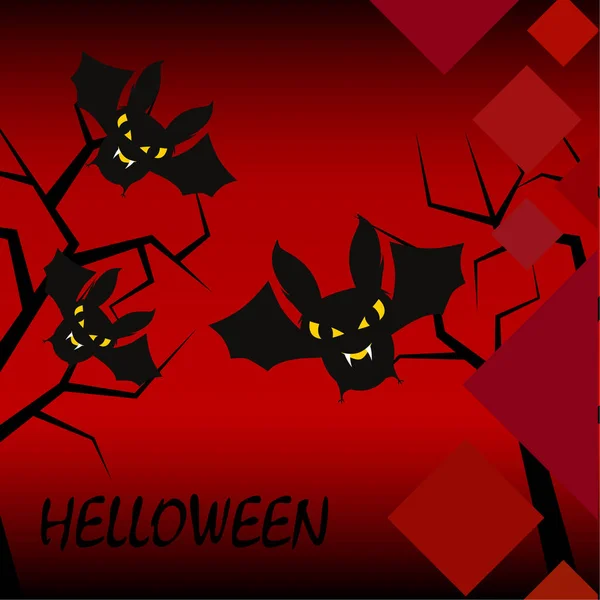 Murciélagos Halloween Sobre Fondo Rojo Cartel Halloween Ilustración Vectorial — Archivo Imágenes Vectoriales