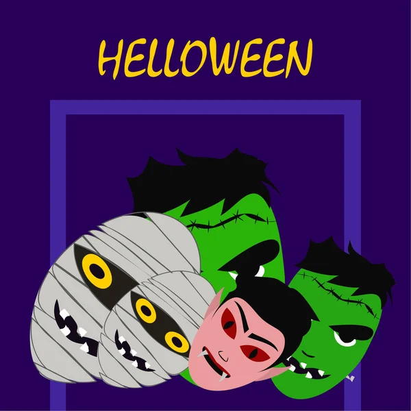 Fondo Halloween Con Monstruos Ilustración Vectorial — Archivo Imágenes Vectoriales