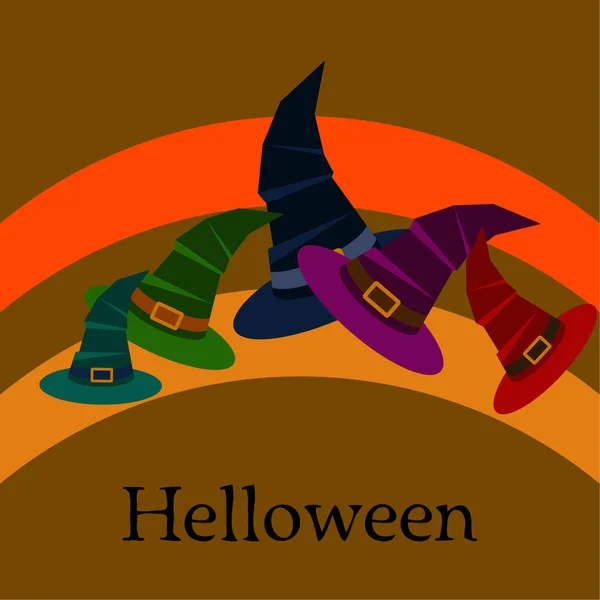 Halloween Vector Fondo Con Sombreros Bruja — Vector de stock