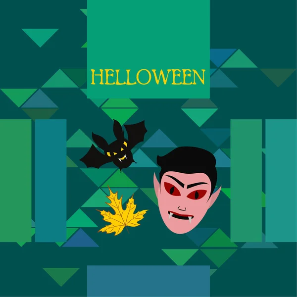 Halloween Höst Höst Löv Mask Dracula Bat Vektorillustration — Stock vektor