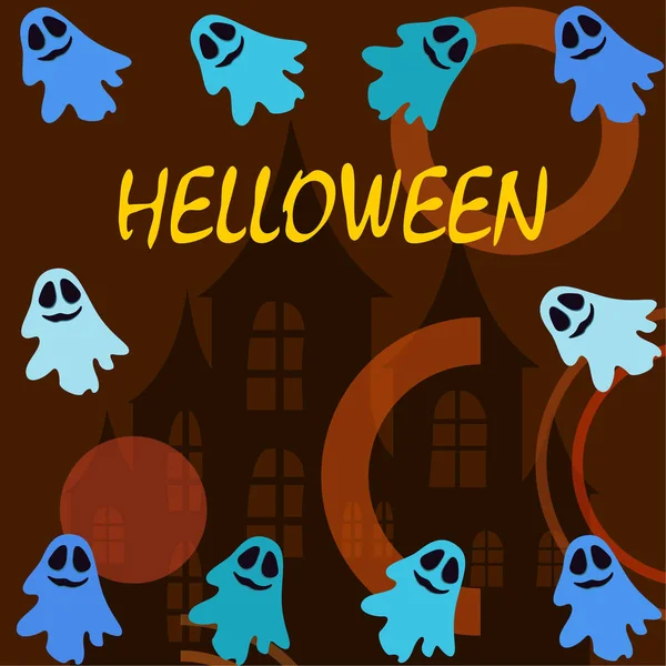 Ilustración Halloween Con Fantasmas Vector Fondo — Vector de stock