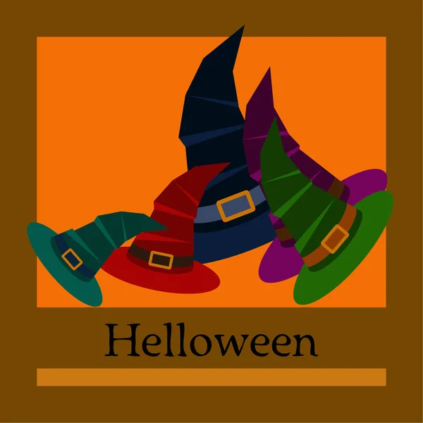 Sfondo Vettoriale Halloween Con Cappelli Strega — Vettoriale Stock