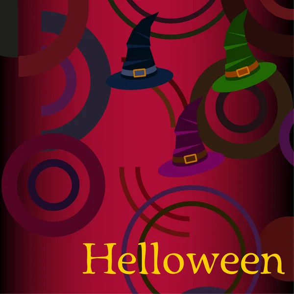 Halloween Fundo Com Chapéus Bruxa Fundo Vermelho —  Vetores de Stock