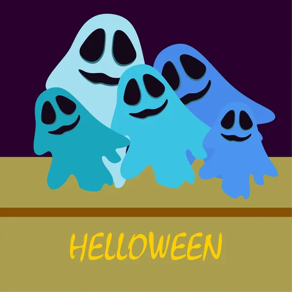 Halloween Spöken Illustration Vector Bakgrund — Stock vektor