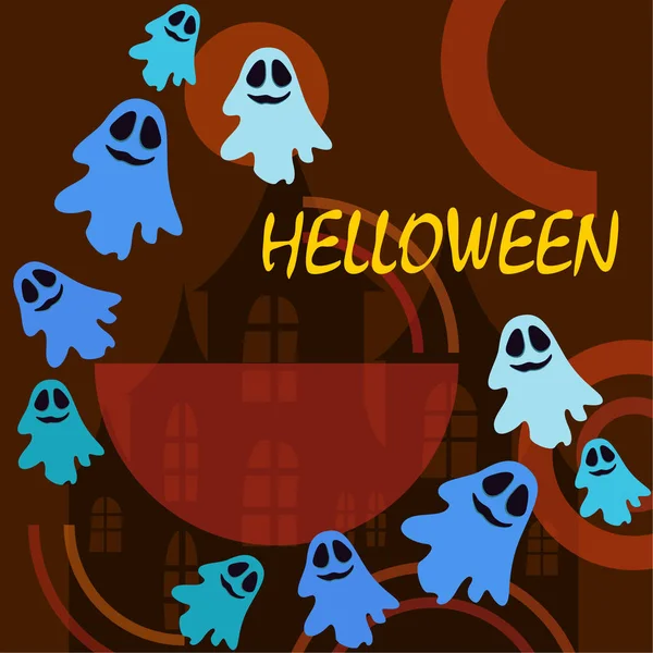 Halloween Illustration Med Spöken Vector Bakgrund — Stock vektor