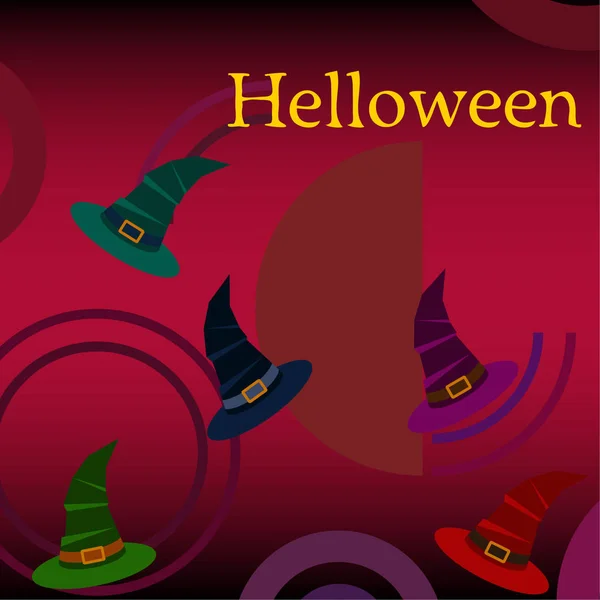 Halloween Bakgrund Med Häxa Hattar Halloween Kort — Stock vektor
