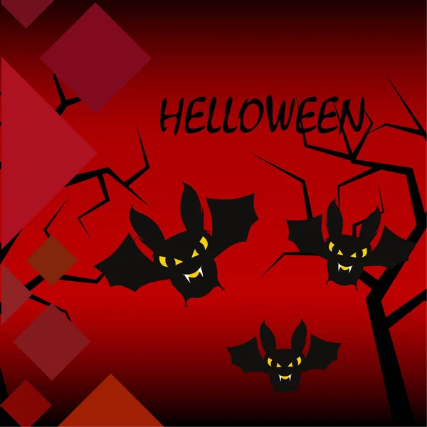 Halloween Fladdermöss Bakgrund Halloween Kort Vektorillustration — Stock vektor