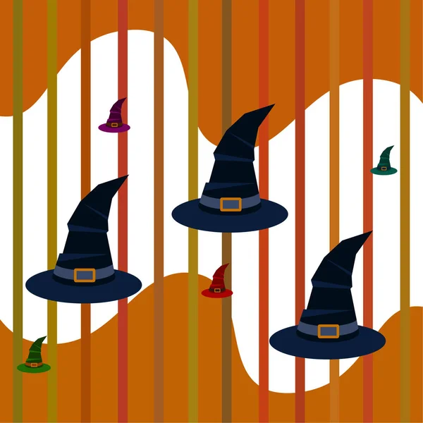 Chapéus Bruxas Halloween Fundo Vetor Noite — Vetor de Stock